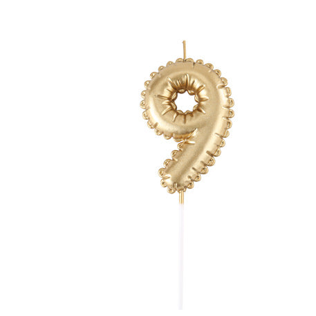 Bougie Chiffre Effet Ballon Or 8cm Chiffres de 0 à 9