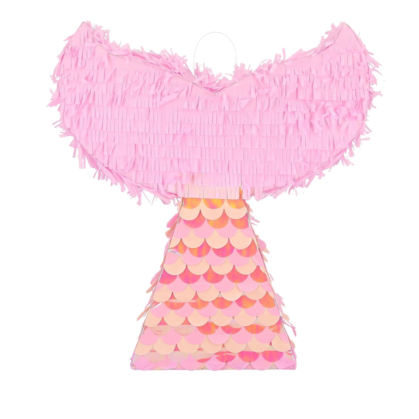 Piñata Queue de Sirène Carton Rose et Iridescent 40x45x9cm
