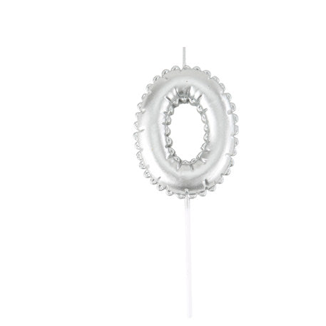 Bougie Chiffre  Effet Ballon Argent 8cm Chiffres de 0 à 9