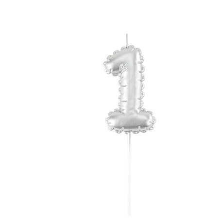 Bougie Chiffre  Effet Ballon Argent 8cm Chiffres de 0 à 9