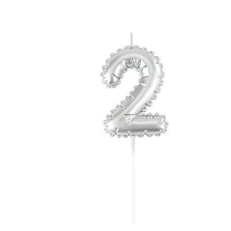 Bougie Chiffre  Effet Ballon Argent 8cm Chiffres de 0 à 9