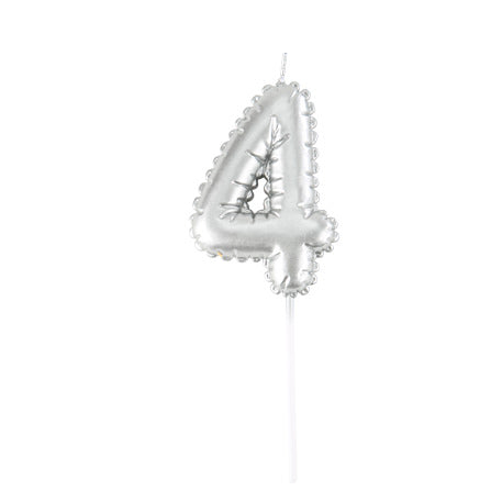 Bougie Chiffre  Effet Ballon Argent 8cm Chiffres de 0 à 9