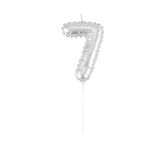 Bougie Chiffre  Effet Ballon Argent 8cm Chiffres de 0 à 9