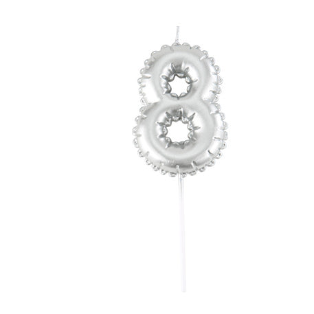 Bougie Chiffre  Effet Ballon Argent 8cm Chiffres de 0 à 9