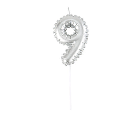 Bougie Chiffre  Effet Ballon Argent 8cm Chiffres de 0 à 9