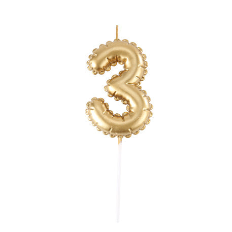 Bougie Chiffre  Effet Ballon Or 8cm Chiffres de 0 à 9