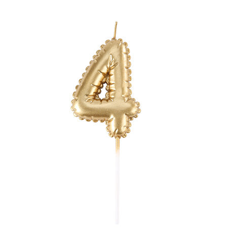 Bougie Chiffre  Effet Ballon Or 8cm Chiffres de 0 à 9