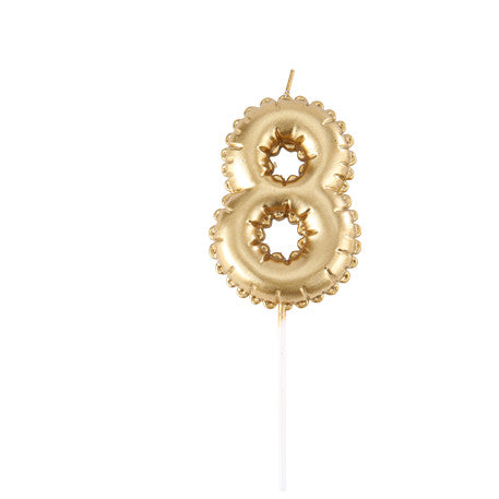 Bougie Chiffre  Effet Ballon Or 8cm Chiffres de 0 à 9