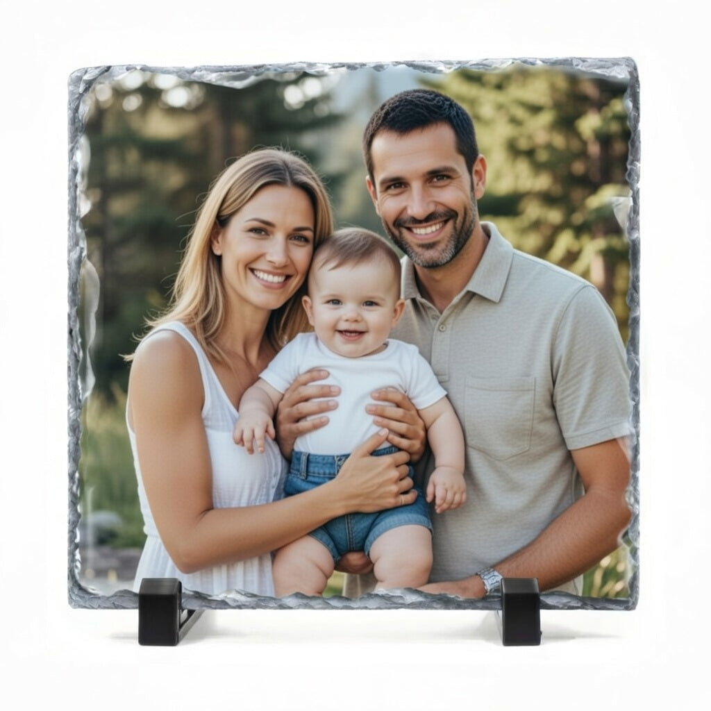 Cadre photo en ardoise personnalisable – 19 x 19 cm