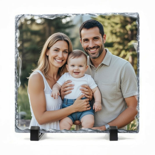 Cadre photo en ardoise personnalisable – 19 x 19 cm